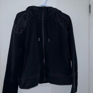 Black Lululemon Hoodie with Floral Embroidery